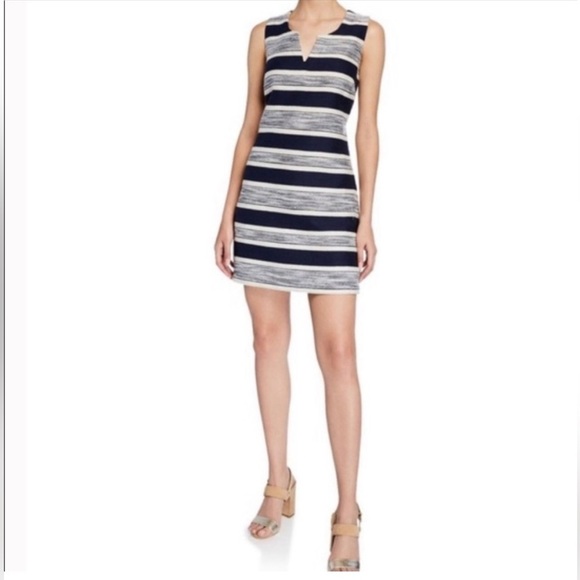 Tommy Hilfiger navy striped linen sheath dress sz 10 - Picture 6 of 8
